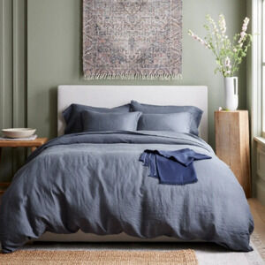 Quince European Linen Duvet Cover - King/Cal King Nightfall Blue NWOT